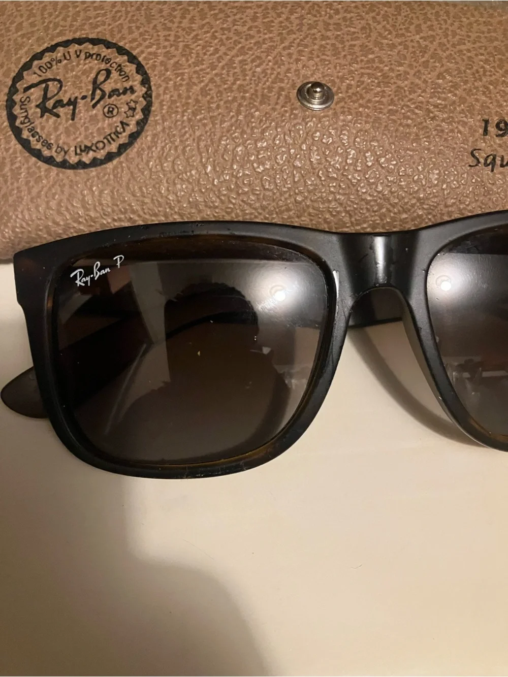 Ray-Ban Black Frame Sunglasses with Gradient Brown Lenses
